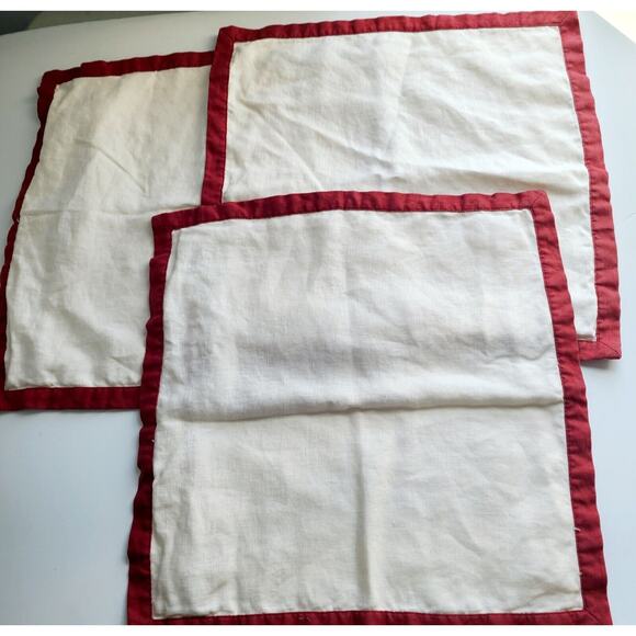 Pottery Barn‎ RED Off white Modern Linen Throw Pillow Cover Zipper 18" x 18" - Picture 1 of 4